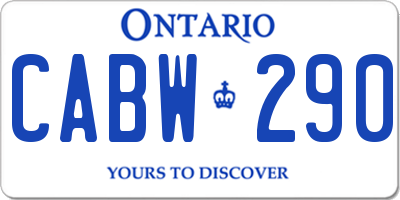 ON license plate CABW290