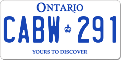 ON license plate CABW291