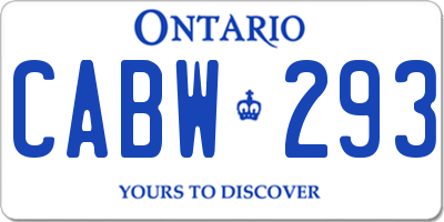 ON license plate CABW293