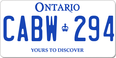 ON license plate CABW294