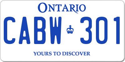 ON license plate CABW301