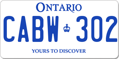 ON license plate CABW302