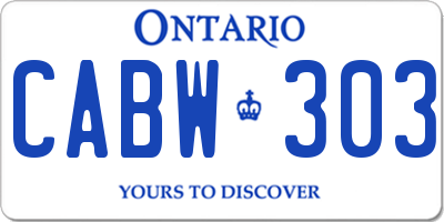 ON license plate CABW303