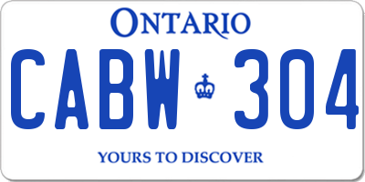 ON license plate CABW304