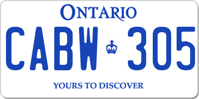 ON license plate CABW305