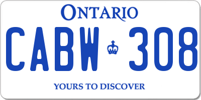 ON license plate CABW308