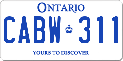 ON license plate CABW311