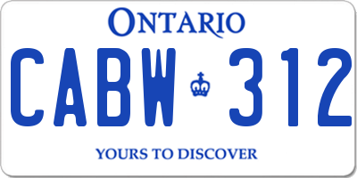 ON license plate CABW312