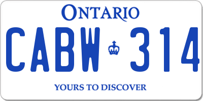 ON license plate CABW314