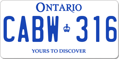 ON license plate CABW316