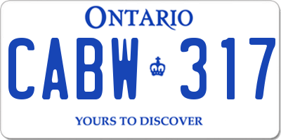 ON license plate CABW317