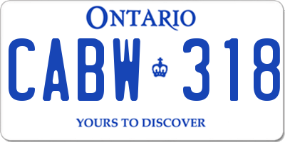 ON license plate CABW318