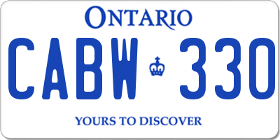 ON license plate CABW330