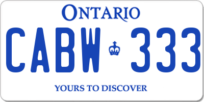 ON license plate CABW333