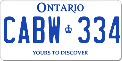 ON license plate CABW334