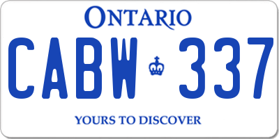 ON license plate CABW337