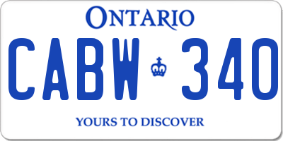 ON license plate CABW340