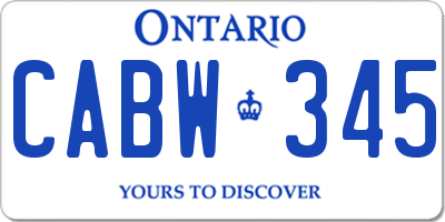 ON license plate CABW345