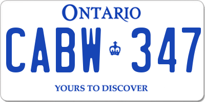 ON license plate CABW347