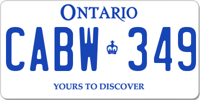 ON license plate CABW349