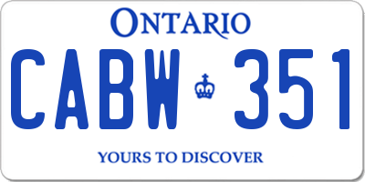 ON license plate CABW351