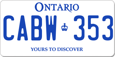 ON license plate CABW353