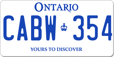 ON license plate CABW354