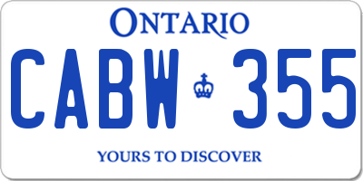 ON license plate CABW355