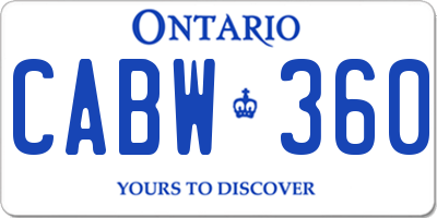 ON license plate CABW360