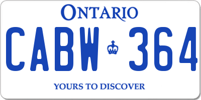 ON license plate CABW364