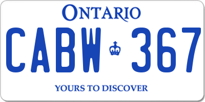 ON license plate CABW367