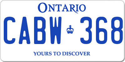 ON license plate CABW368