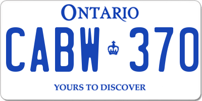 ON license plate CABW370