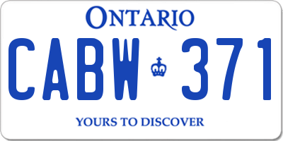 ON license plate CABW371