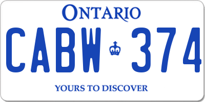 ON license plate CABW374