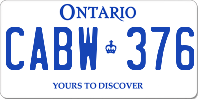 ON license plate CABW376