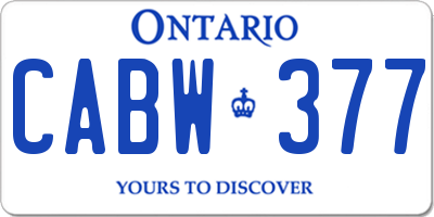 ON license plate CABW377