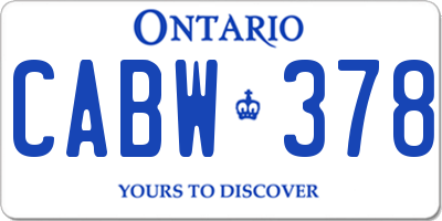 ON license plate CABW378