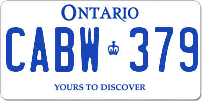 ON license plate CABW379