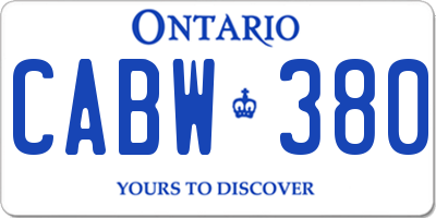 ON license plate CABW380