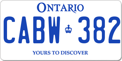 ON license plate CABW382