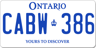 ON license plate CABW386