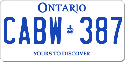 ON license plate CABW387