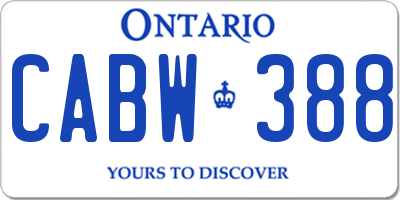 ON license plate CABW388