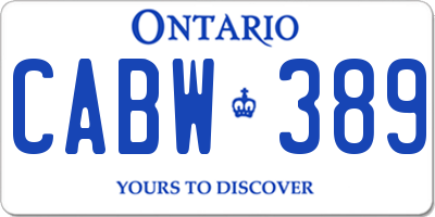 ON license plate CABW389