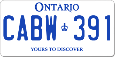 ON license plate CABW391