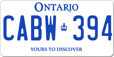 ON license plate CABW394