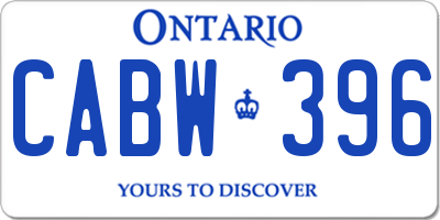 ON license plate CABW396