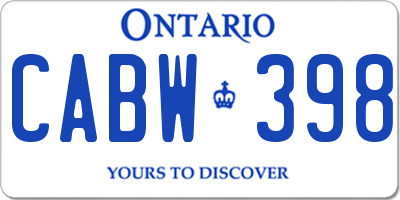 ON license plate CABW398