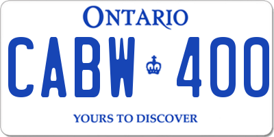 ON license plate CABW400